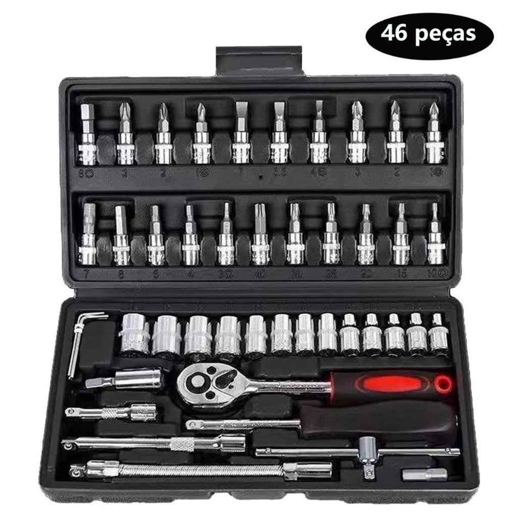 Kit de Ferramentas com Jogo de Soquete em Aço 1/4, Chave Catraca e ...