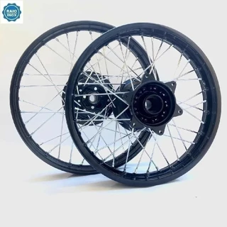 Roda Par Jogo Calha Dianteira + Traseira Raiada Inox Aro Preto Bros 125/150/160 Tambor