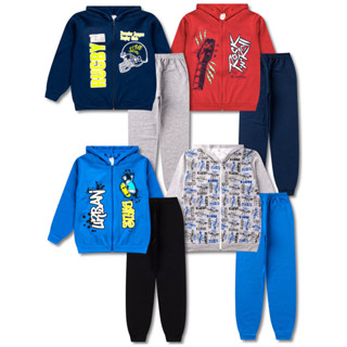 4 Conjuntos de Moletom Juvenil Masculino Roupa Inverno Menino 8 Peças - 4 Agasalhos e 4 Calças