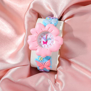 Kegllect New Children 3D Cartoon Flower Dial Com Bracelete De Silicone Colorida Butterfly Relógio De Quartzo Para Meninas