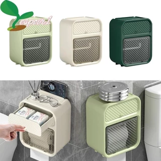 Suporte De Papel ESPOIR , Caixa De Armazenamento De Tecido Higiênico De Plástico Montado Na Parede , Portátil , Sem Perfuração , À Prova D'água , Camada Dupla , Banheiro