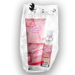 Perfume 7ml + Hidratante 200g + Necessaire - Essencia Chiclete Candy