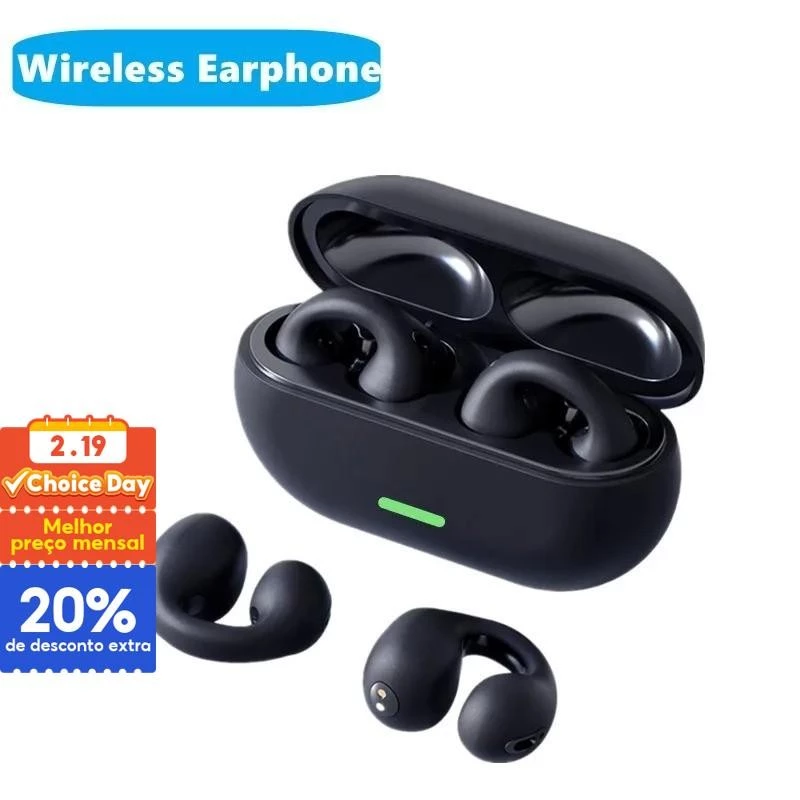 T75 Fones De Ouvido Sem Fio Ear-Clip Bluetooth Fone Alta Fidelidade Estéreo Baixo Esportes Com Microfone