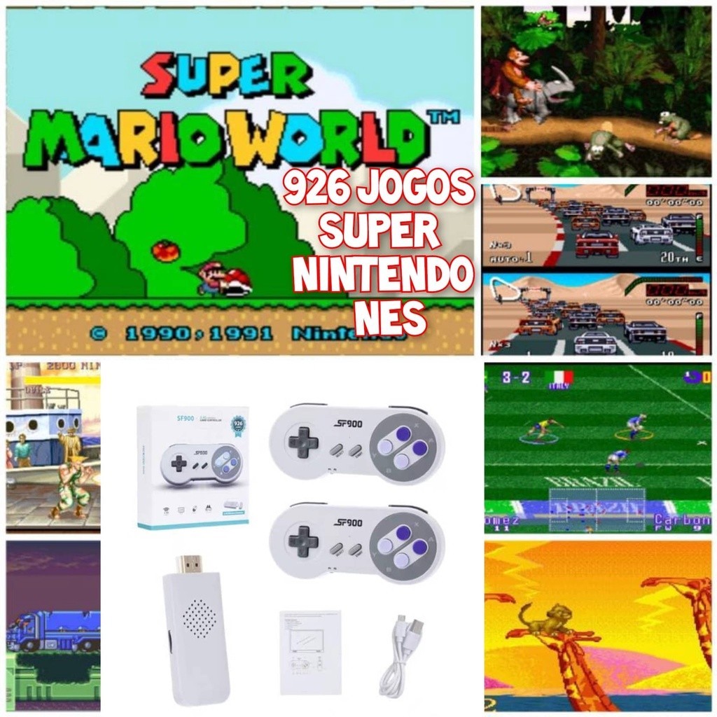 VIDEO GAME RETRO 920 JOGOS SUPER NINTENDO E NES CONSOLE NINTENDO com 2 controles sem fio