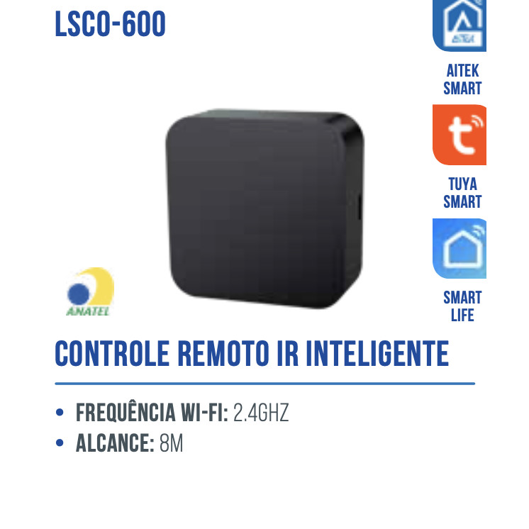 CONTROLE INTELIGENTE INFRA VERMELHO 8M WIFI LSCO-600 APP TUYA AITEK