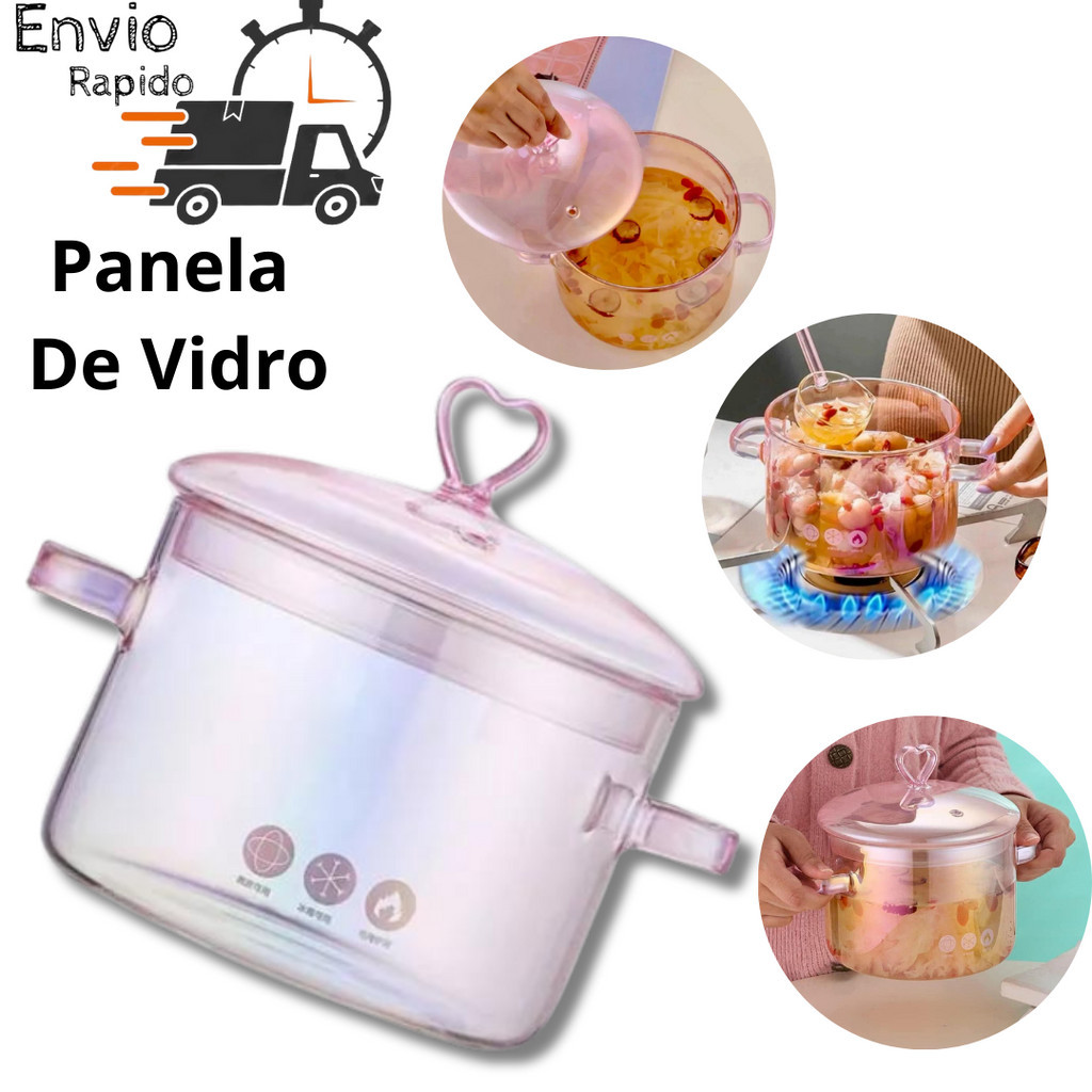 panela de vidro rosa travessa de vidro com tampa vai ao fogo caarola  brosilicato panela de vidro que vai ao fogo | Shopee Brasil