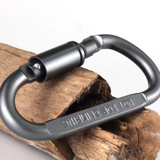 Kit 12 Chaveiro Mosquetão 3016 Metal Alumínio Fumê Com Trava De Roscar Para Camping Acampamento