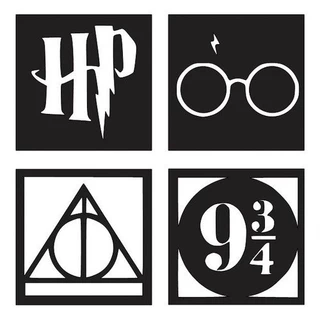 Kit 4 Quadros Decoração Enfeite Parede Harry Potter com fita 3m