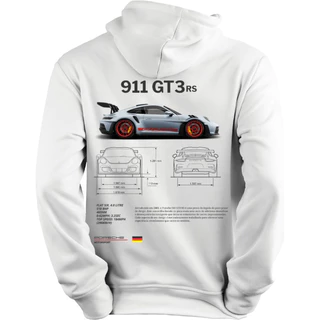 Blusa de Moletom Branco Personalizado Porsche 911 Gt3 Rs