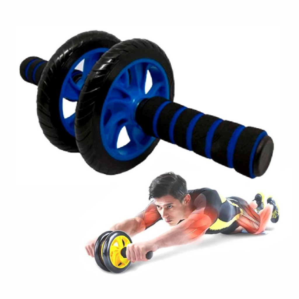 Roda Rolo Abdominal Dupla + Tapete De Apoio