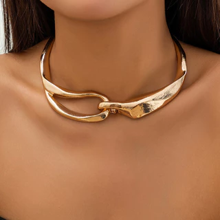Colar Exagerado De Gargantilha De Metal Pesado Com Pedaços Para Mulheres Punk Goth Irregular Grunge Jóias De Corrente Torcida Steampunk Homens