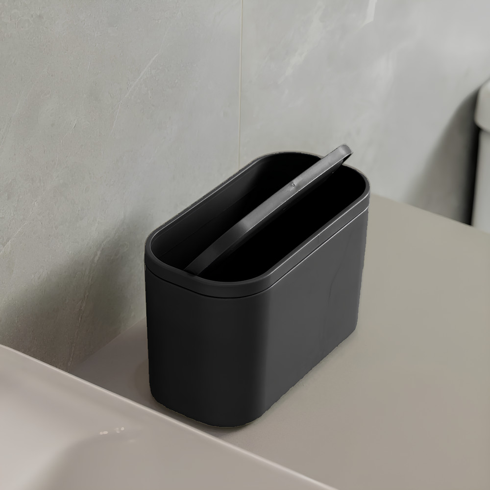 Lixeira Portátil De Mesa Com Tampa De Bancada Basculante 1L Bold Preta