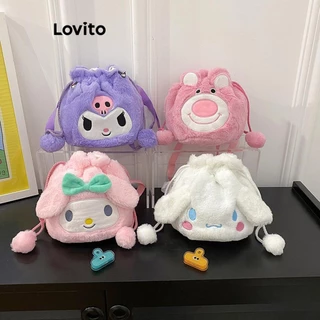 Lovito Bolsa de pelúcia Sanrio com franjas fofas de desenho animado de alta capacidade para mulheres LFA24158