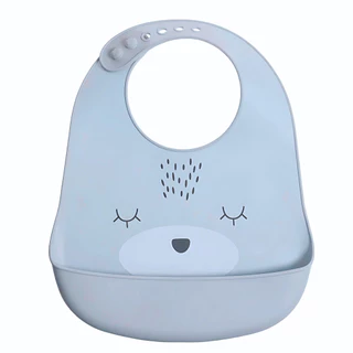 Babador de Ursinho Azul Para Bebê Impermeável Silicone CBY0130 Castela