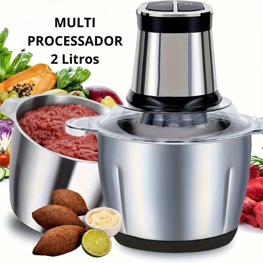Multiprocessador Moedor De Carne Alho Legumes Elétrico 2 Litros ...
