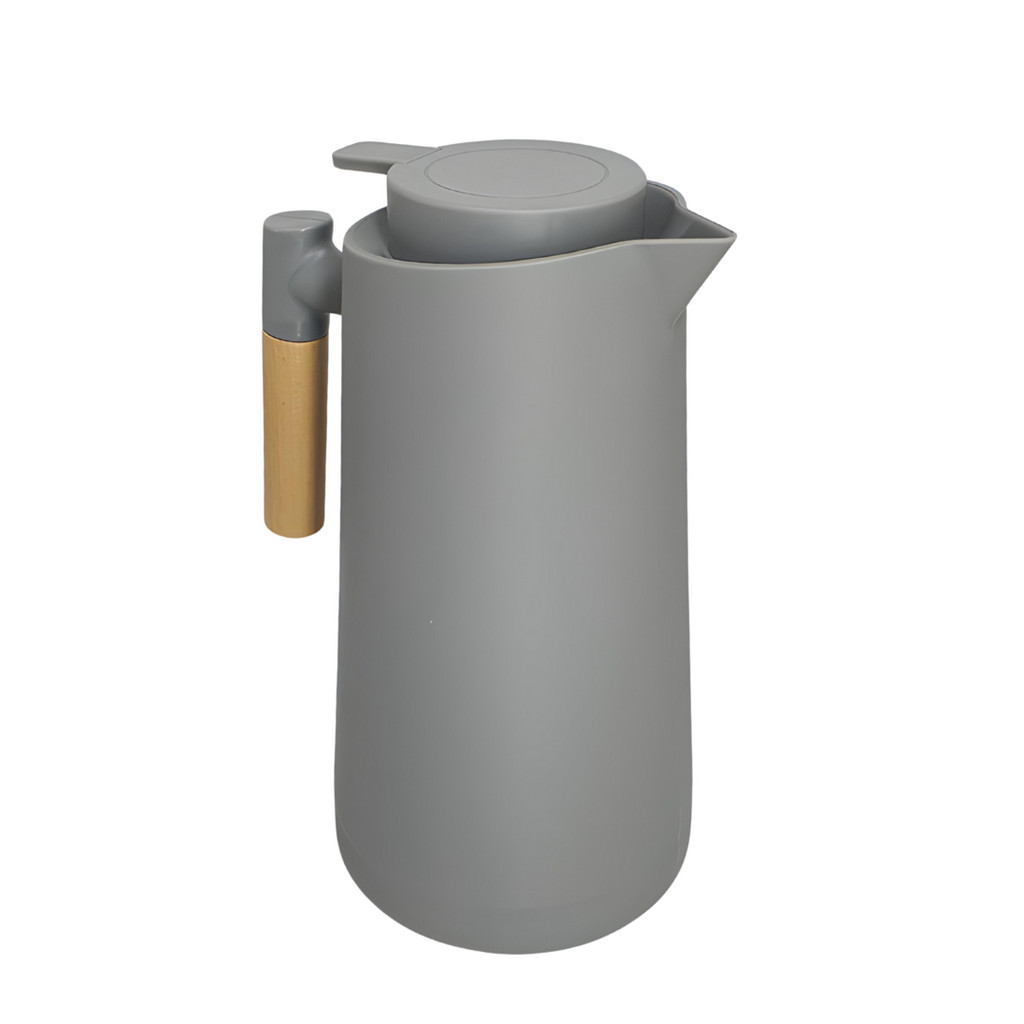Garrafa Térmica Akita Bule Nórdico Plástico Cabo Madeira Chá Café 1L