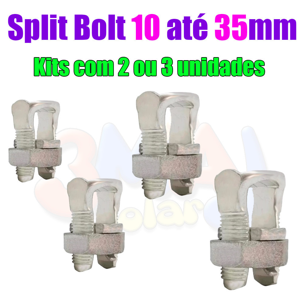 Conector Split Bolt Parafuso Fendido 10mm 16mm 25mm 35mm Estanhado para Emenda de Cabos Elétrico 💎