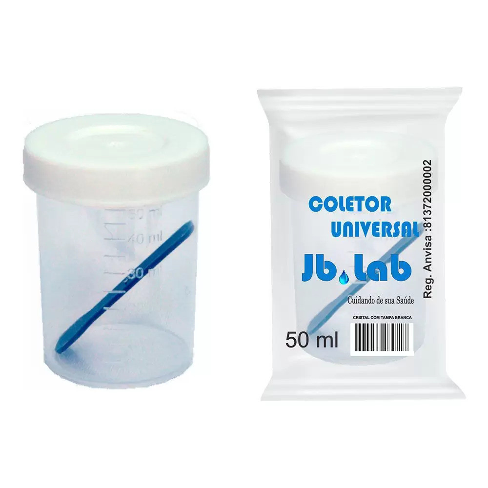 Kit 10 Coletor Fezes E Urina Universal Estéril Transparente 50ml ...