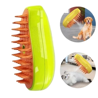 Escova Vapor Pet Elétrica 3 Em 1 Massagem Cães Gato Cachorro Tira Pelos Vaporizadora Recarregável Autolimpante