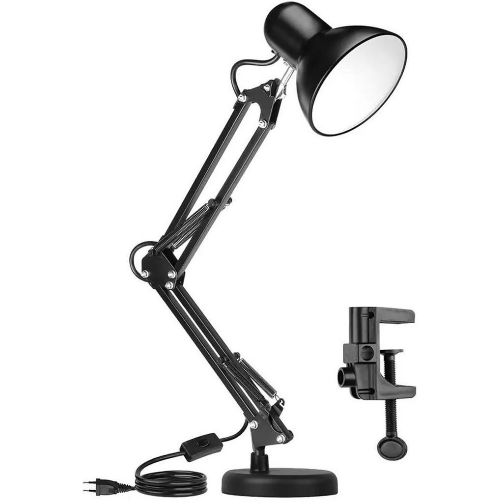 Luminária Mesa Abajur Quarto Articulável Com Garra E Base