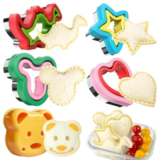 5PCS Cortador E Selador De Sanduíche , Conjunto De Para Crianças , Decruster Maker , Ótimo Lancheira Caixa De Bento-Meninos Meninas Kids