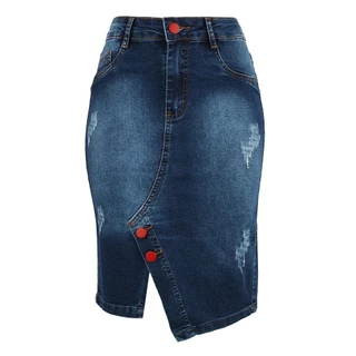 Saia de Jeans Midi Saia Secretária Moda Evangélica Com Lycra Lançamento