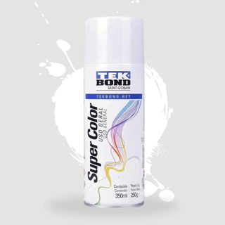 Tinta Spray Branco Brilhante SuperColor Uso Geral 350ml Tekbond Aerossol Secagem Rápida Gesso Cerâmica Aerosol