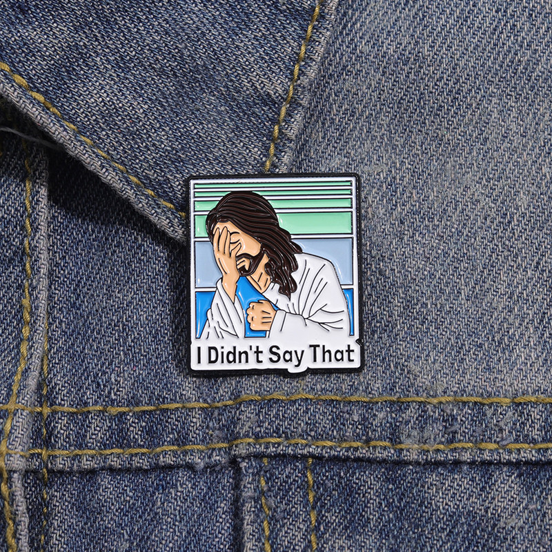 Desenho Animado Jesus " L Não Diz Que " Brochura De Esmalte De Sentença Curta Acessórios De Moda Vestuário Presente