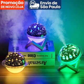 Umidificador De Ar Silencioso Ultrassônico De 250ml E Aromatizador Difusor Com Projeção De Natal Céu Estrelado