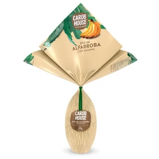 Ovo de Páscoa Alfarroba com Banana Carob House 210g – Sem Açúcar, Glúten, Lactose, Soja e Cafeína