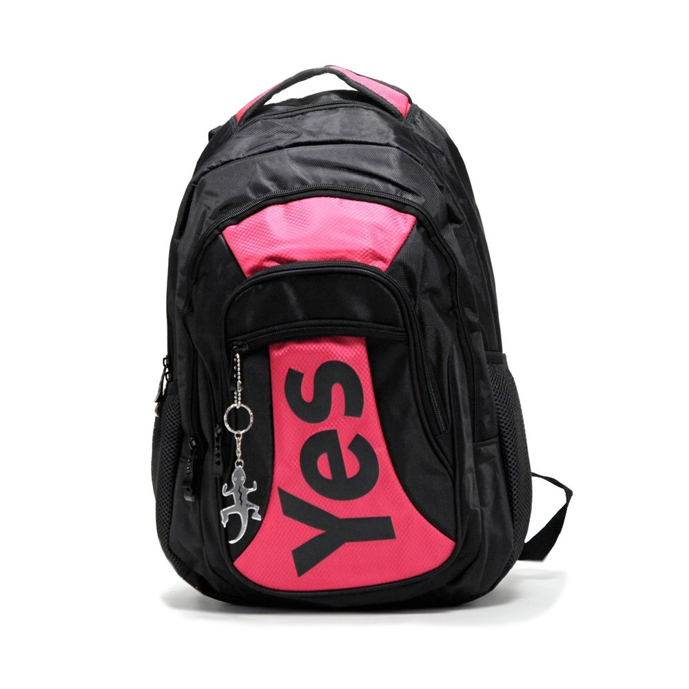 Mochila Notebook Yes com 3 Bolsos Grande Preto/Rosa | Shopee Brasil