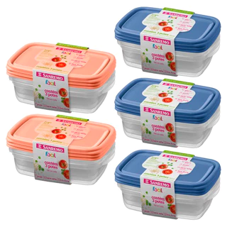 Kit Potes Plastico 15 Peças Sanremo 785ml Freezer Microondas