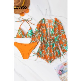 Lovito Conjunto de Biquíni Boho Costas Abertas de Amarrar Bainha Ondulada  Tropical de Cordão L18X378(Amarelo) em Promoção na Shopee Brasil 2024