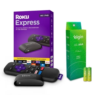 Kit Roku Express Streaming TV + 24 Pilhas Alcalinas AAA
