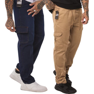 2 Calças Cargo Moda Masculina Bolso Lateral Street Sk8