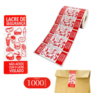 1000 Lacres de Segurança Adesivo Delivery 9x3,5 cm - Etiqueta Adesiva Para Restaurantes - Ifood, 99 Food, Rappi Inviolável Para Comida Lanches Hamburgers Pizza Salgados Sushi