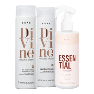 Kit Braé Divine Shampoo 250ml, Condicionador 250ml, Fluído Antiquebra 260ml