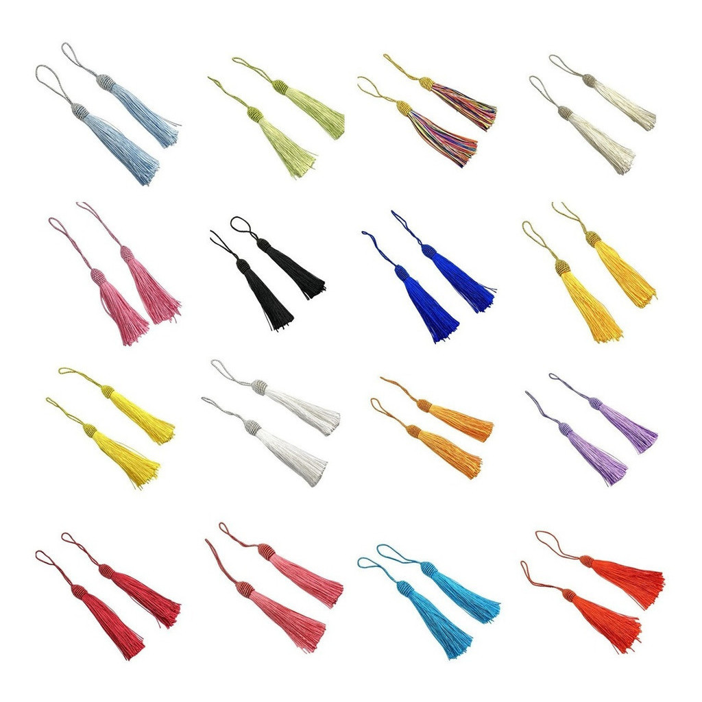 100 Tassel Pompom C/ Tulipa Franja Cores Sortidas P/chaveiro