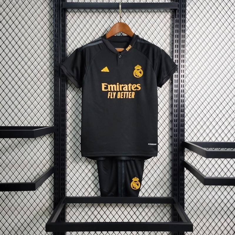 Conjunto infantil Real Madrid preto dourado frete gratis