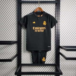 Conjunto infantil Real Madrid preto dourado frete gratis