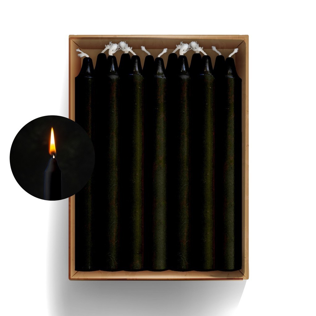 Kit de 100 Velas Preta 18X1,5cm - Queima de 5 horas