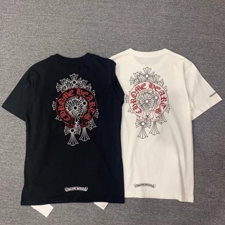 Corações cromados da moda Cartoon Cartas coloridas Moda Camiseta estampada Homens Mulheres Mesmo Estilo Algodão Puro Casual Outdoor High Street Manga curta 0329
