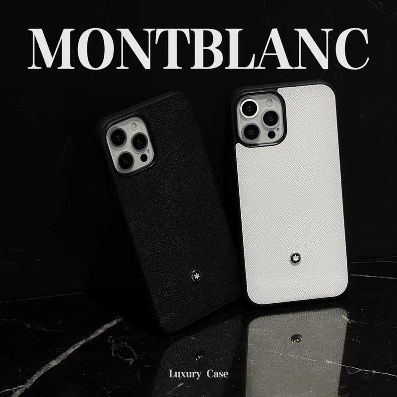 Capa Montblanc De Couro Preta Para iphone 14 15 Pro Max 13 12 X XS XR Plus SE Protetora Completa Mont blanc CasingV
