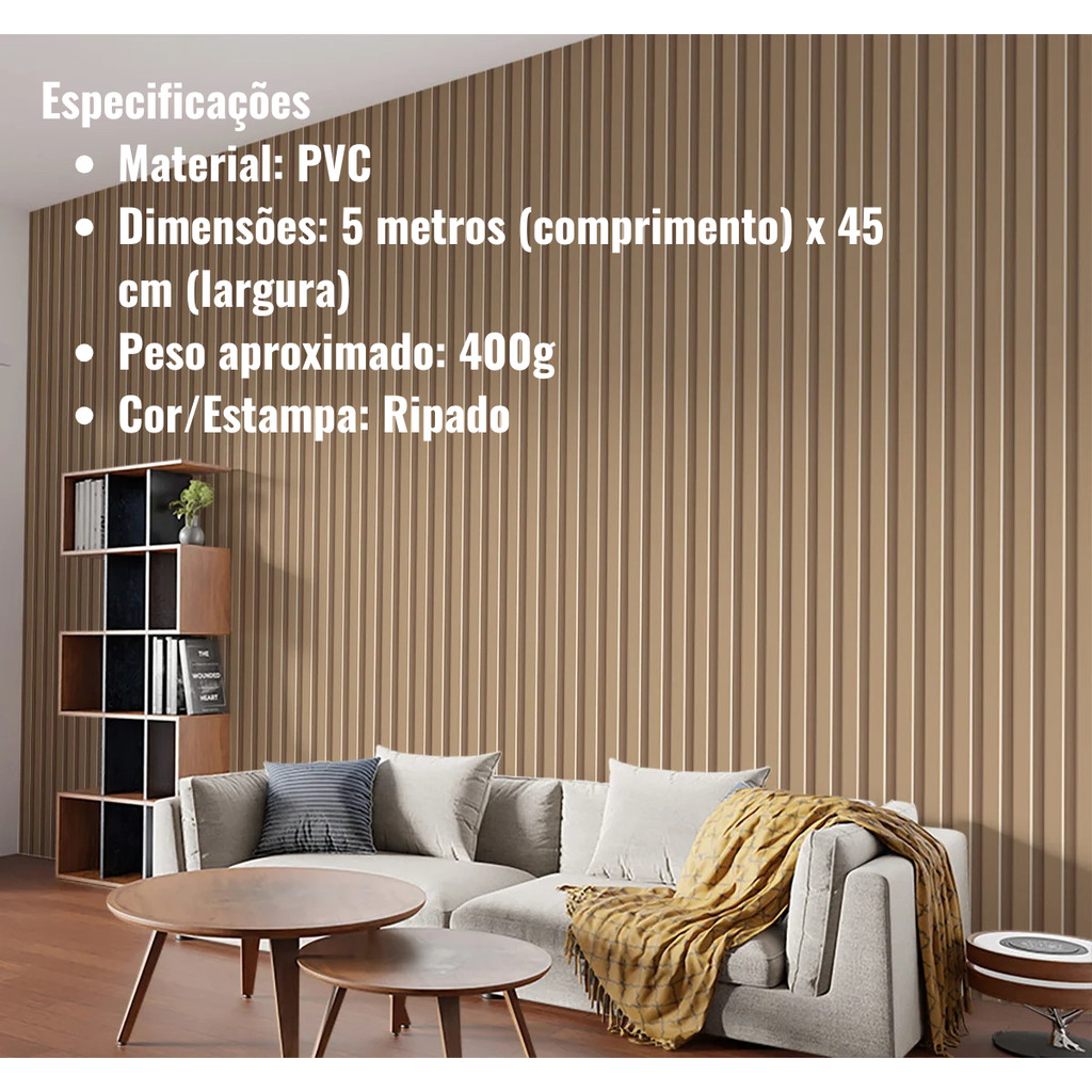 Papel de Parede Ripado Ripaca PVC | Shopee Brasil