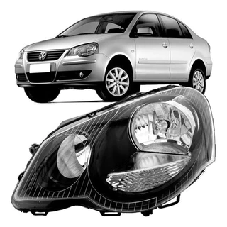 FAROL POLO 2007 2008 2009 2010 2011 2012 2013 2014 2015 LADO ESQUERDO MASCARA NEGRA