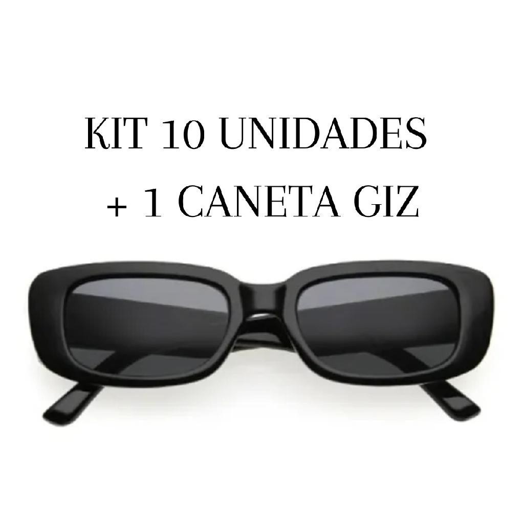 Kit 10 Óculos De Sol Retrô Formatura Preto + Caneta Giz Liq