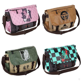 【envio de 24 horas】 2024 Último Demon Slayer Tokyo Avengers One Piece Attack Canvas Shoulder Bag Mochila para estudantes Mochila escolar