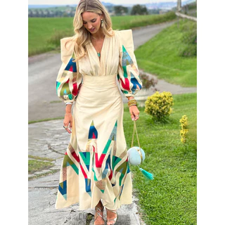 Novo Estilo Desenho Impresso Vestido de Temperamento Moda