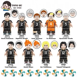 Anime Minifigures Haikyuu Bloco de construção Haikyuu Coleção de bonecas Modelo de brinquedo de aniversário