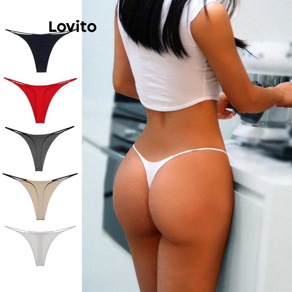 Lovito Calcinha Básica Lisa Sexy Para Mulheres LNL50122